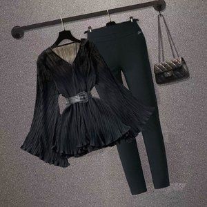 Chic Black Pleated Blouse